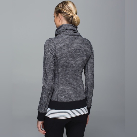 Lululemon Be Present High Neck Collar Jacket in Grey black blend - size 6 - Picture 2 of 10